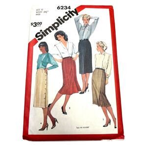 Simplicity Vintage 1980's Pattern #6234 Misses Set of Slim Skirts Size‎ 12